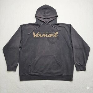 Vintage JanSport University of Vermont UVM Hoodie Sweatshirt Mens XL Gray Faded